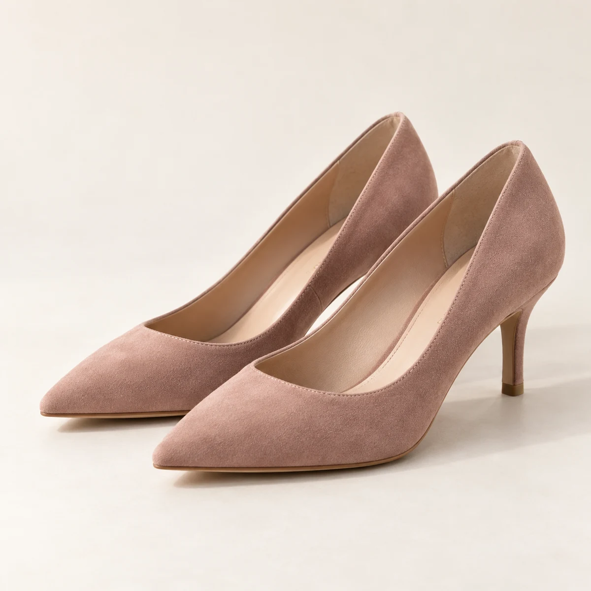 Lucie Suede-Effect Pumps in Rose Taupe