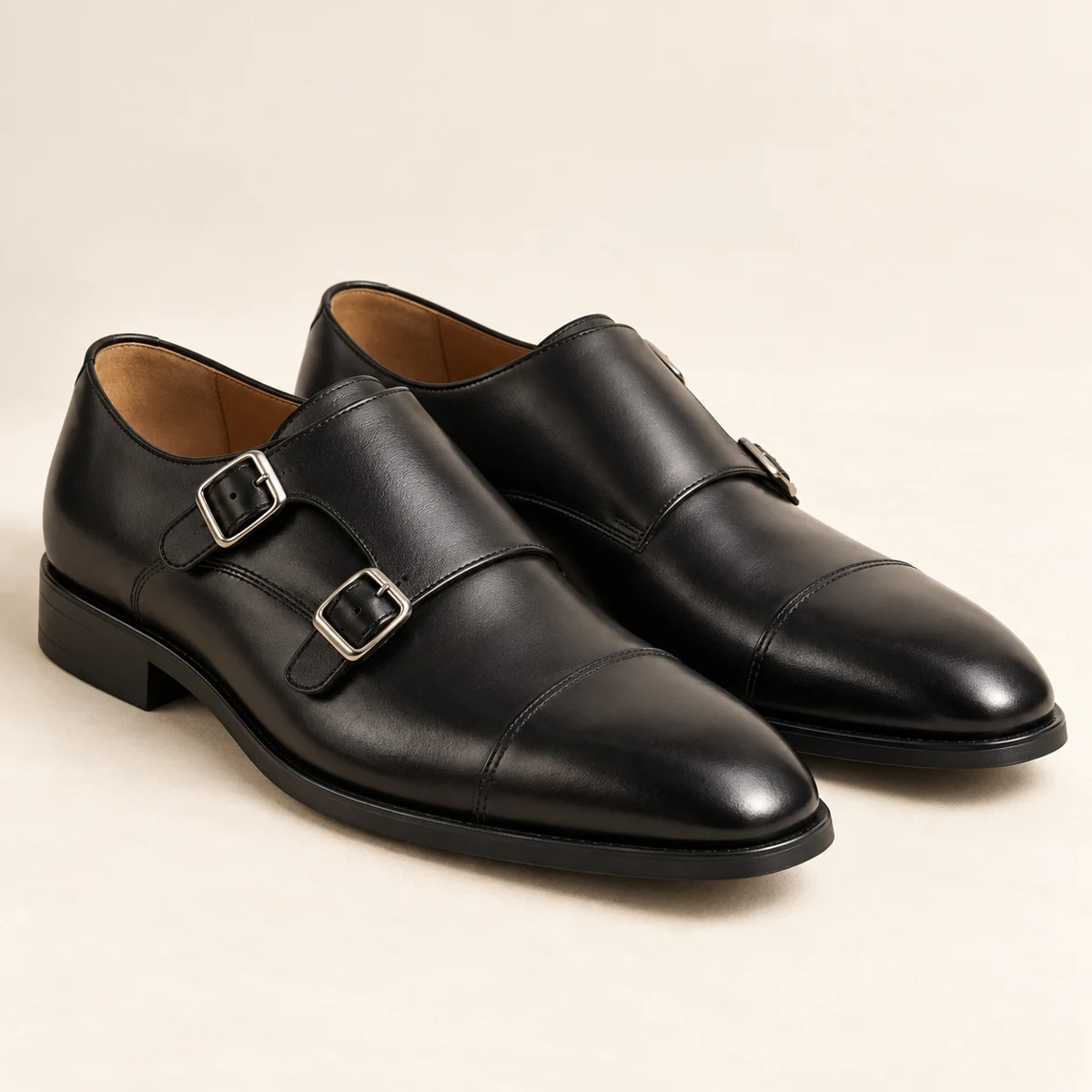 Bastien Double-Monk Shoes in Black