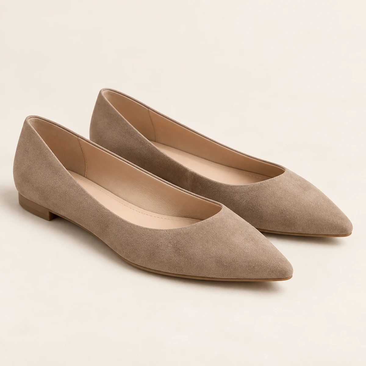 Colette Pointed Flats in Taupe